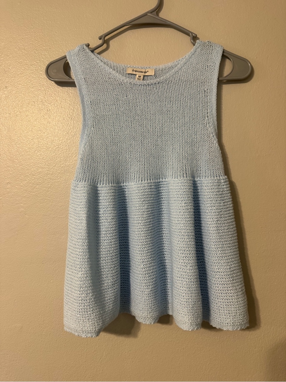 Francesca's Light Blue Knit Peplum Tank